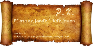 Platzerjanó Kármen névjegykártya